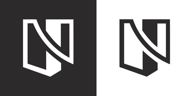 Logo letra N y escudo isométrico