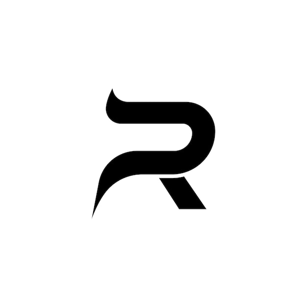 Un logo de letra r con una línea curva