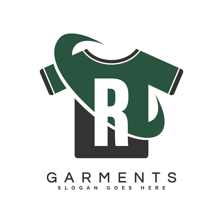 Vector logo de la letra r t-shirt con concepto redondo alfabeto r prendas de vestir diseño de icono de cara de luna