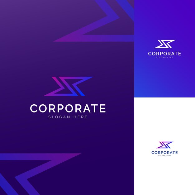 Logo Lettermark Style SR combinado con símbolo de iluminación Color azul púrpura