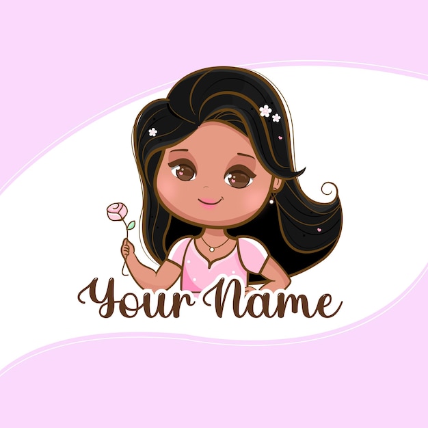 Logo linda mascota chica Vector ilustración