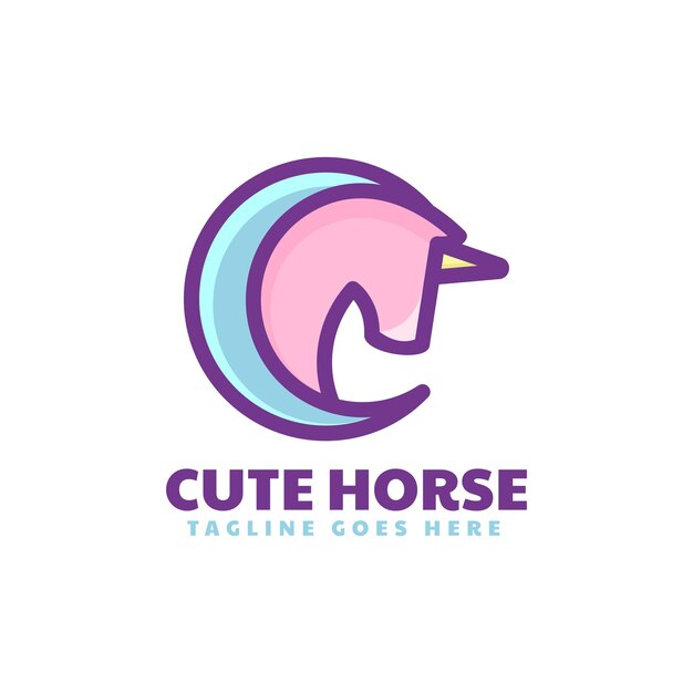 logo lindo caballo simple mascota estilo