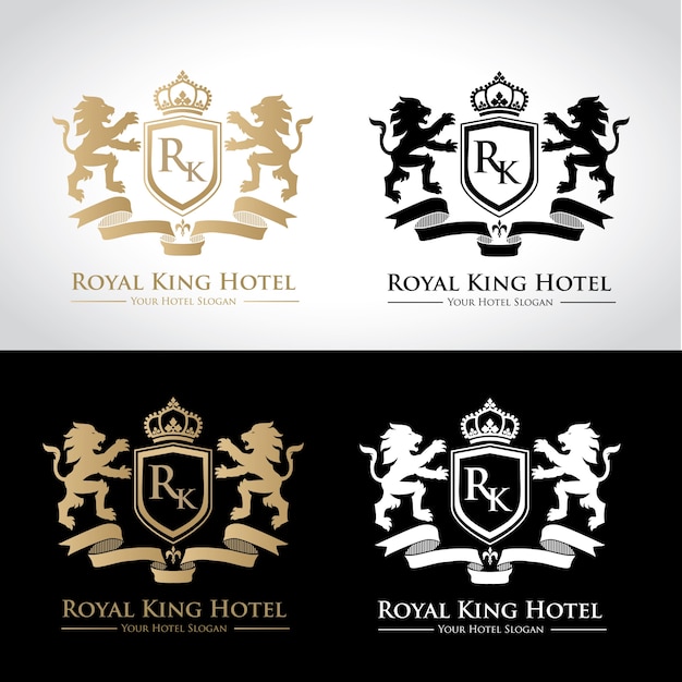 Logo de lion crests diseño de logotipo de lujo para hotel, club deportivo, inmobiliaria, spa, identidad de marca de moda