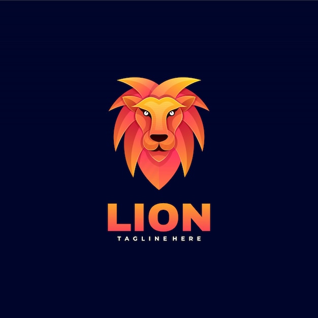 Logo Lion Gradient Colorful Style.