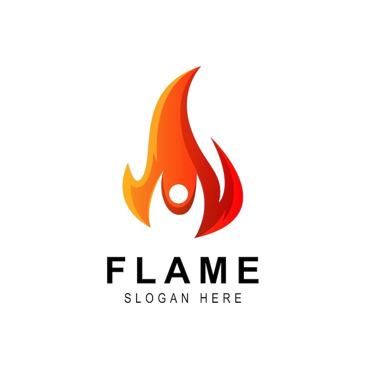 Vector logo llama quema calor fuego vector fuego logo plantilla icono diseño