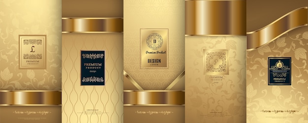 Logo de lujo y diseño de packaging dorado