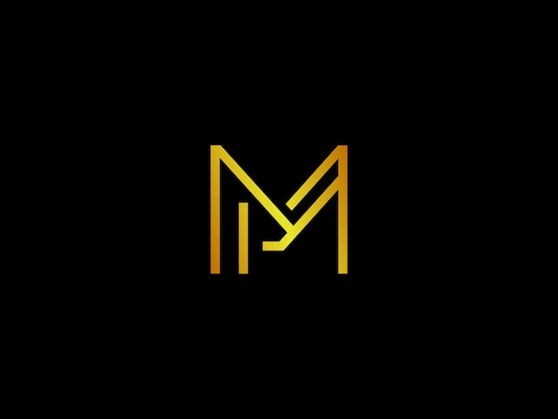 Logo m dorado con fondo negro