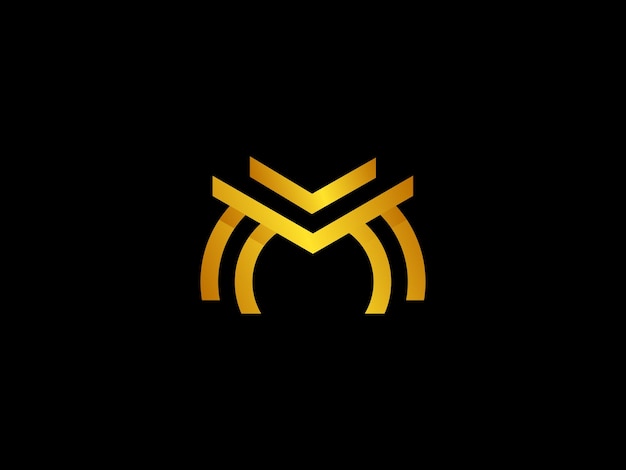Logo m dorado con fondo negro