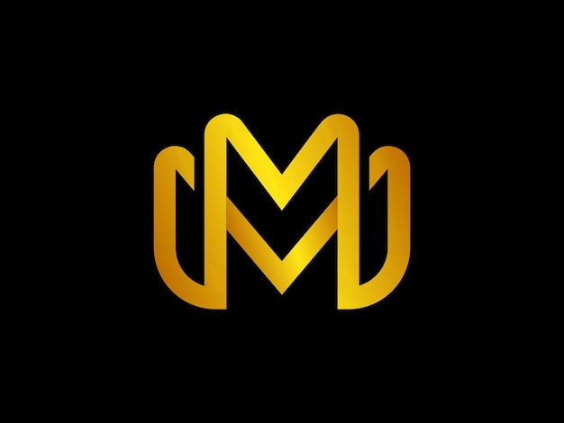 Logo m dorado sobre fondo negro