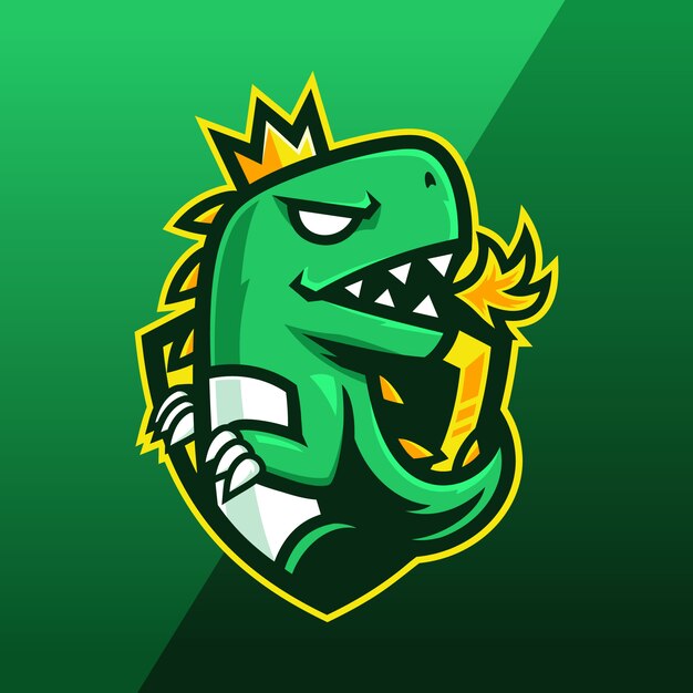 logo de mascota dinosaurio verde
