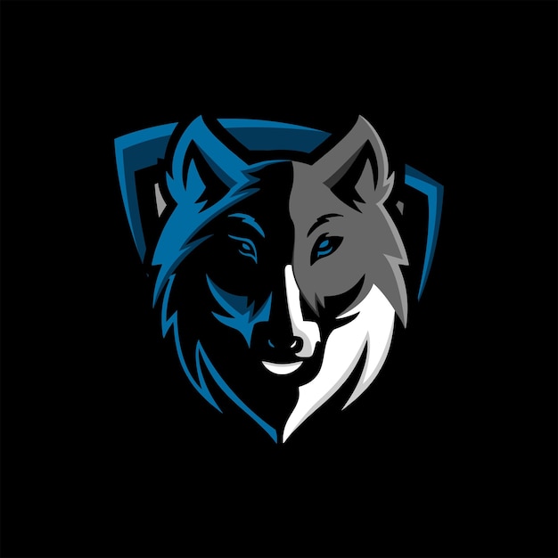 Vector logo mascota esports juegos animal lobo cabeza