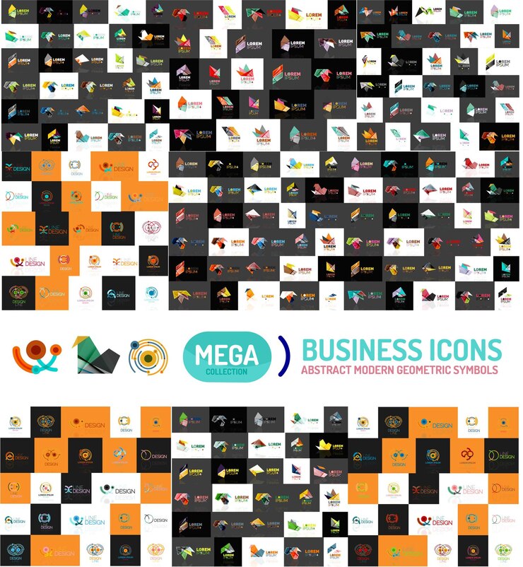 Vector logo mega set conjunto de iconos de negocios geométricos abstractos