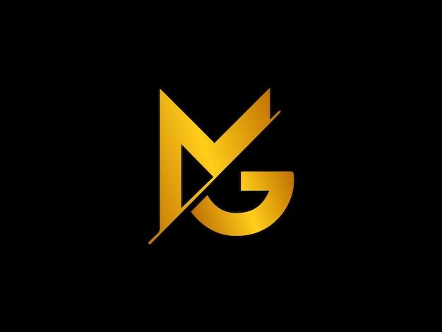 Logo mg de letra dorada con fondo negro