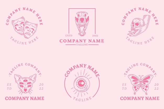 Logo Místico Rosa Claro Plantillas Símbolo Minimalista Pastel Rosa Claro