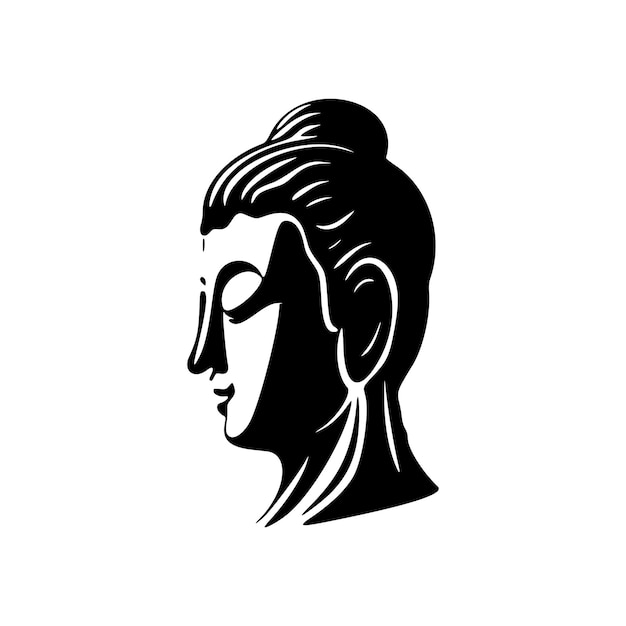 Logo moderno en blanco y negro con la imagen de Buda