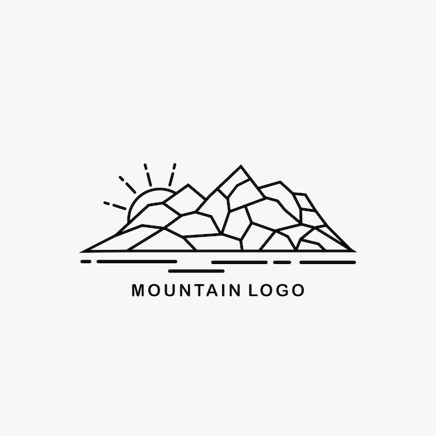 Un logo de montaña con el sol en él.