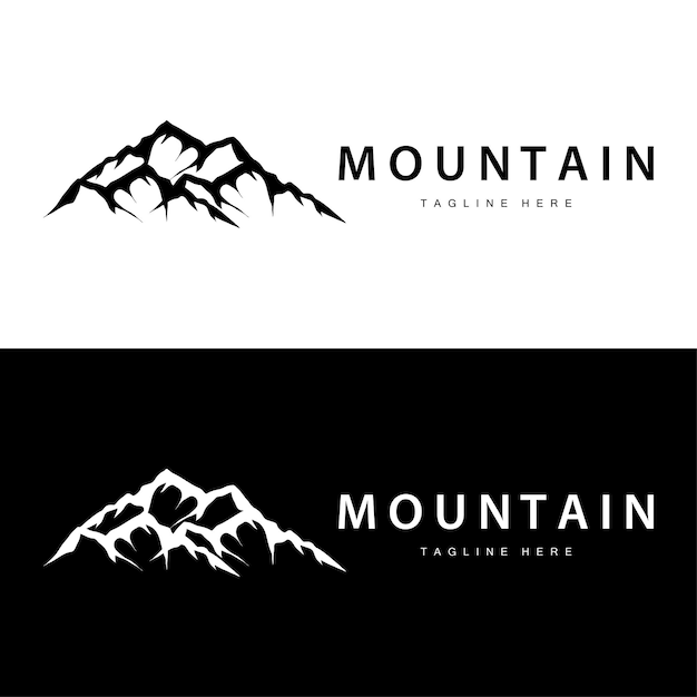 Logo Mountain Mountain Adventure con modelo de silueta en el estilo moderno sencillo de la compañía de diseño vectorial