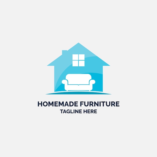 Logo de muebles con casa y sofá