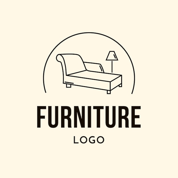 Logo de muebles minimalistas con lámpara