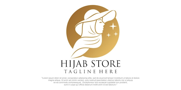 Logo muslimah hijab arte moda logo diseño ilustración vectorial