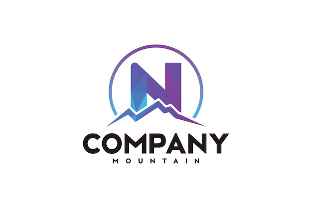 Logo n, inspiración de diseño inicial con logo de montaña