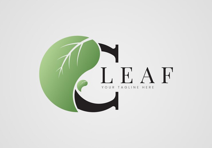Vector logo de naturaleza con letra c y concepto de hoja