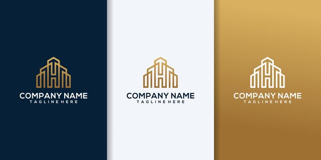 logo para el negocio de la construcción, con combinación de las iniciales H