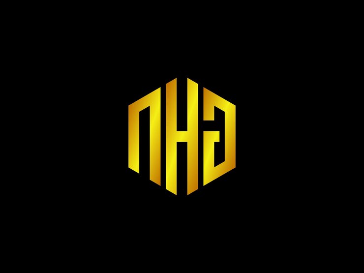 Vector un logo negro y amarillo con las letras nh2 sobre un fondo negro