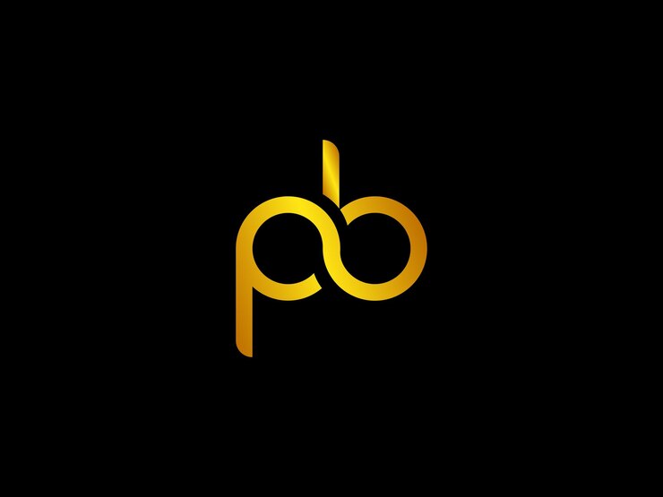 Vector logo negro y amarillo con el título 'logo for pb'