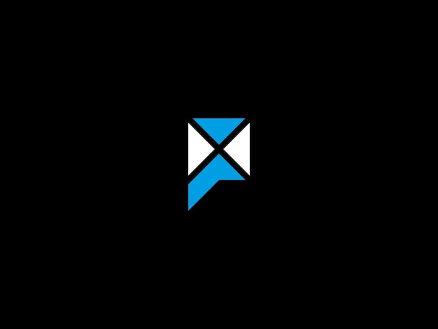 Un logo negro y azul con la letra p en él