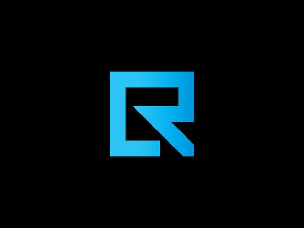 Un logo negro y azul con la letra r