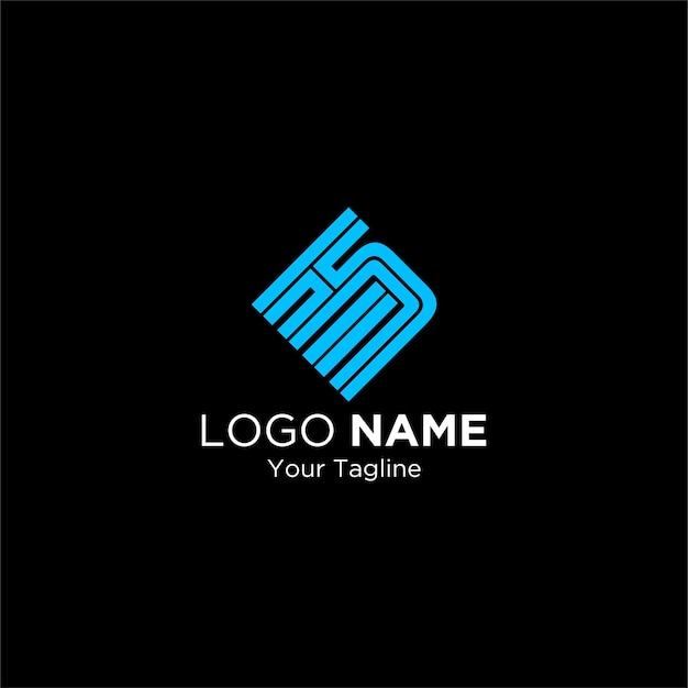 Un logo negro y azul con las letras h y d en el medio