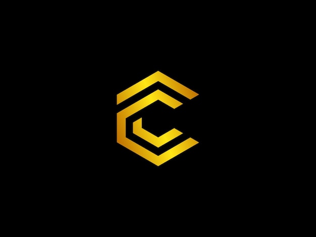 Un logo negro y dorado con la letra c en él