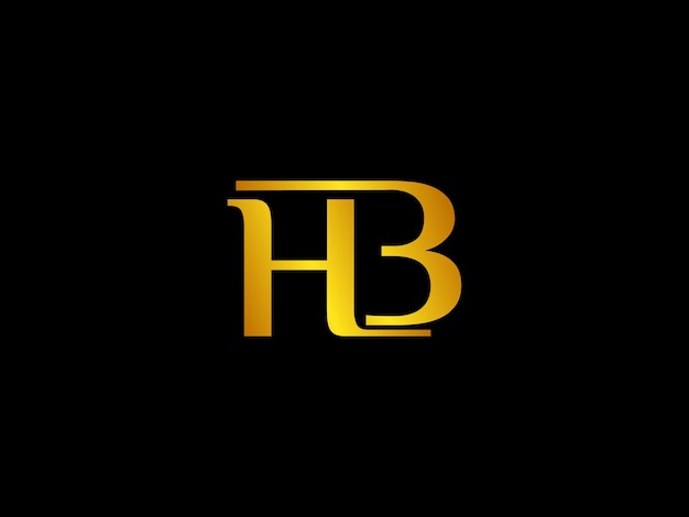 Vector un logo negro y dorado con la letra hb en él