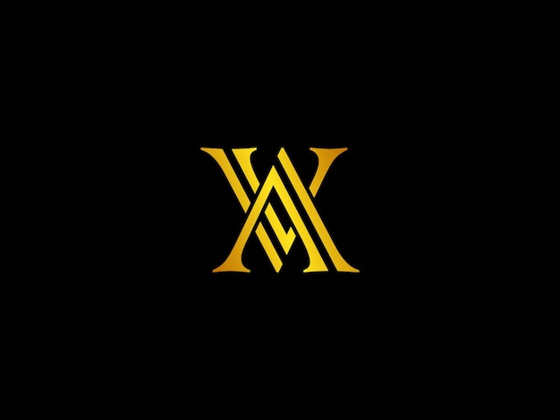 Un logo negro y dorado con la letra x en él