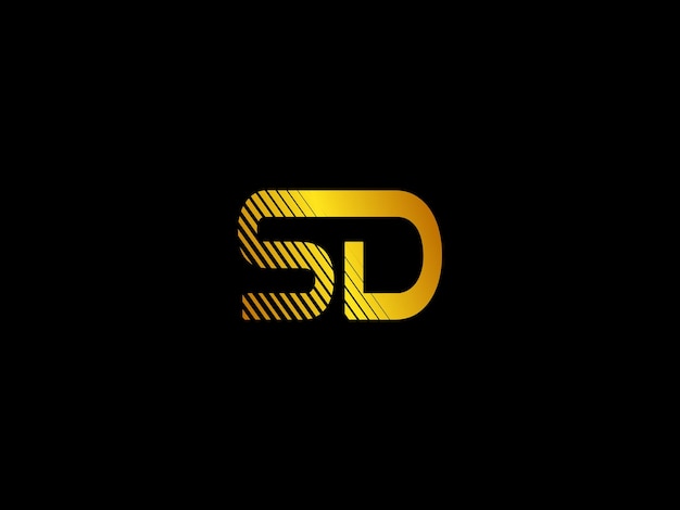 Logo negro y dorado con las letras sd en amarillo