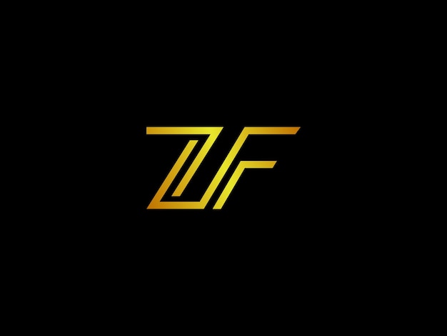 Un logo negro y dorado con las letras zf en el medio
