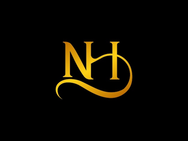 Un logo negro y dorado para nh