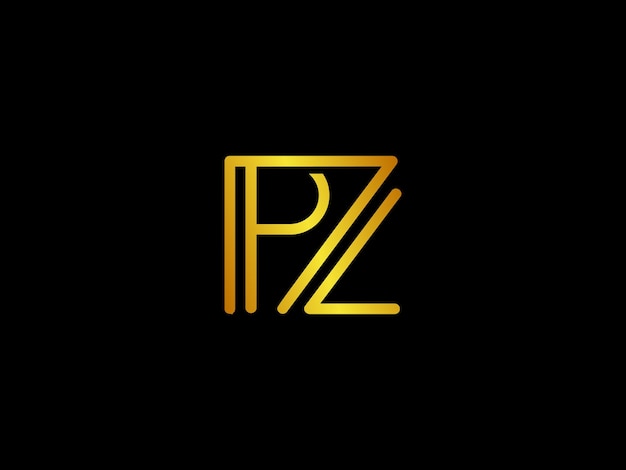 Un logo negro y dorado para una nueva marca pz