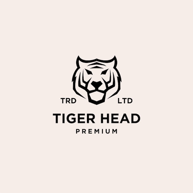 El logo negro de vector de cabeza de tigre