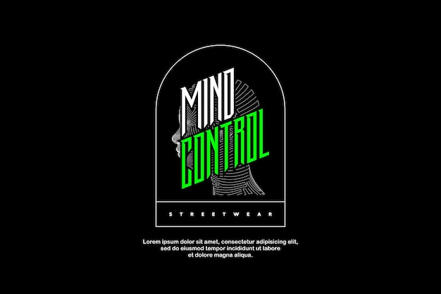 Un logo negro y verde para una marca de ropa de calle llamada control mental.
