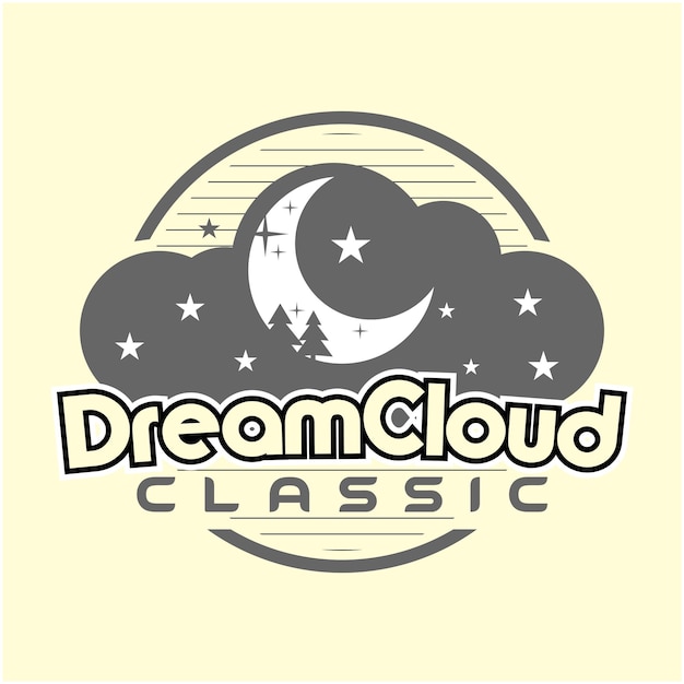 logo de nube con luna creciente y abeto