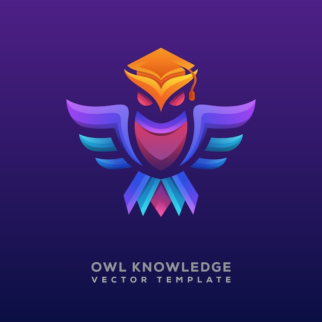 Logo o logotipo colorido conocimiento del búho