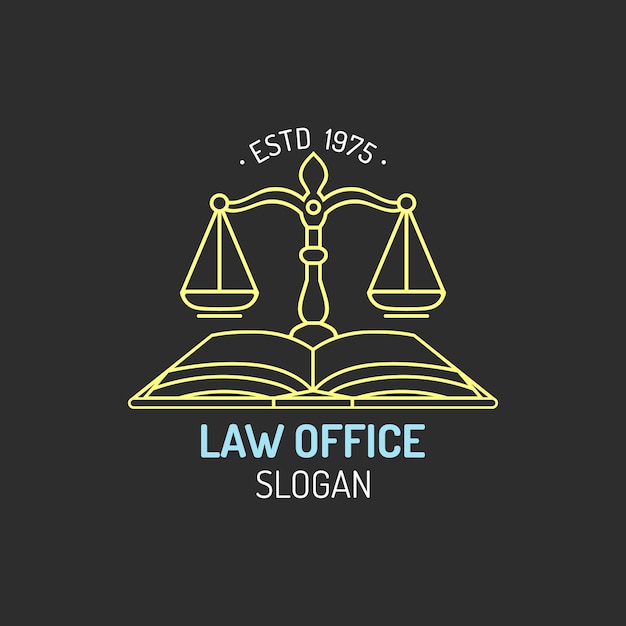 Logo de la oficina de abogados con escalas de ilustración de justicia