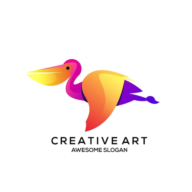 Logo pájaro pelícano degradado colorido diseño