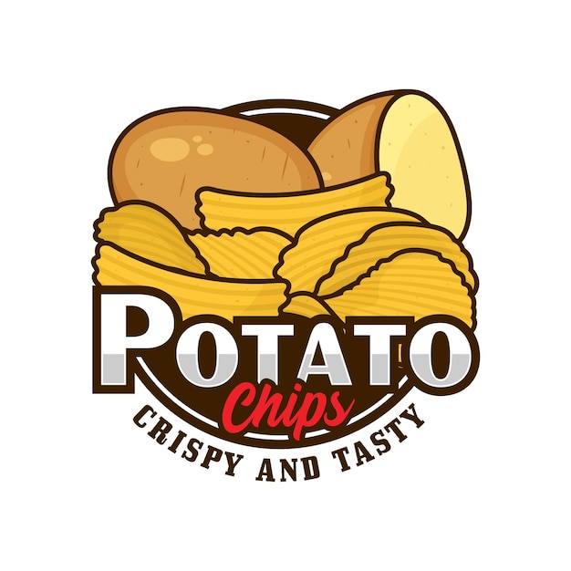 Un logo para papas fritas que está en un fondo blanco