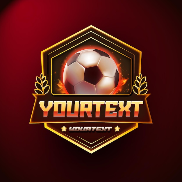 Un logo para un partido de fútbol con un fondo rojo.
