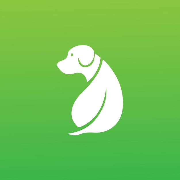 Un logo de perro que está en un fondo verde