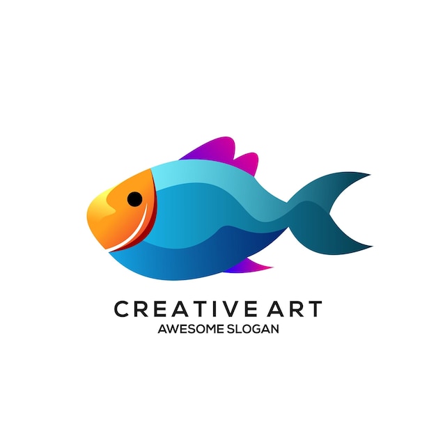 Logo pescado degradado colorido diseño