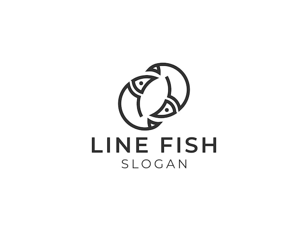 Logo de pescado de línea sobre un fondo blanco